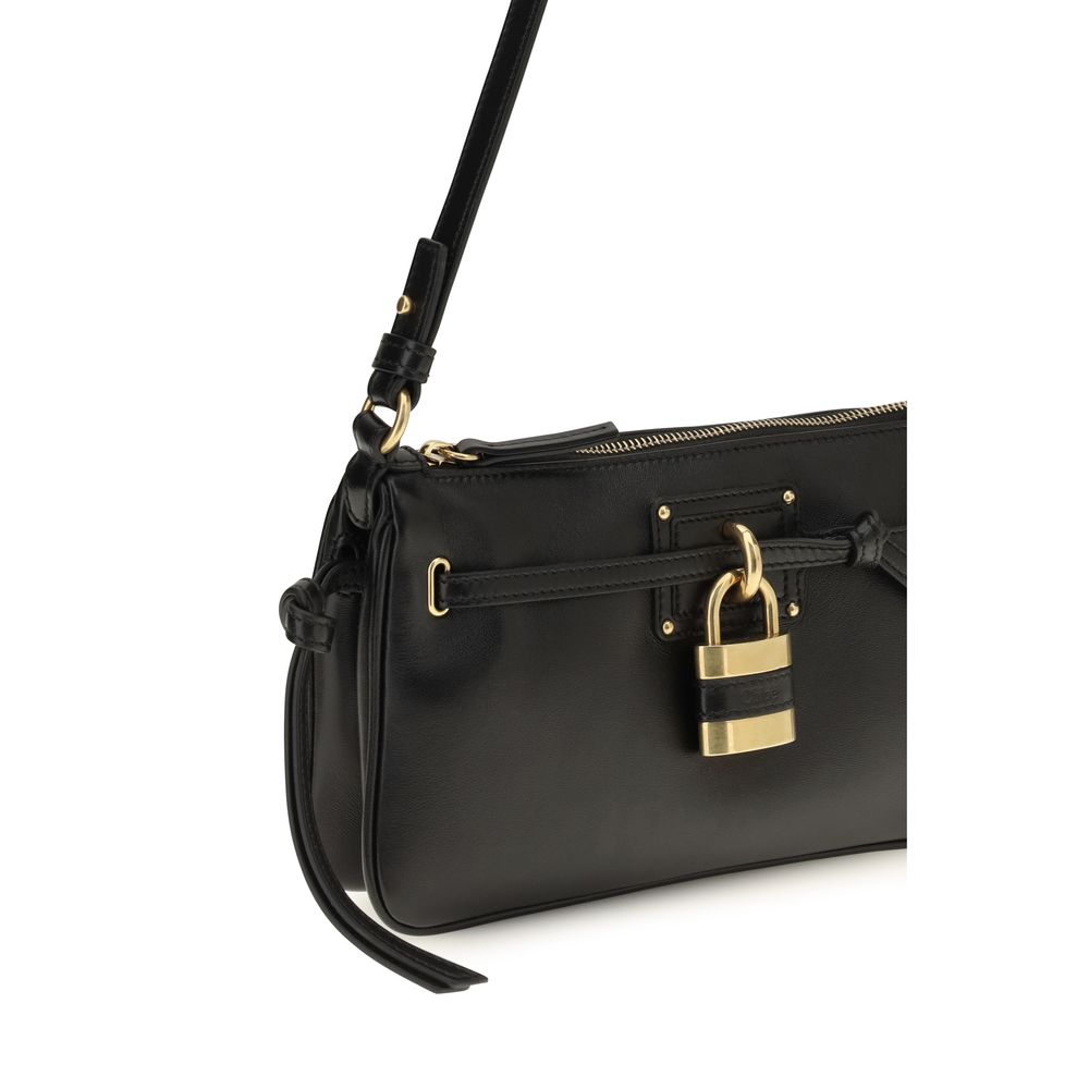 Chloé Schwarze Bos Taurus Kalbsleder Schultertasche