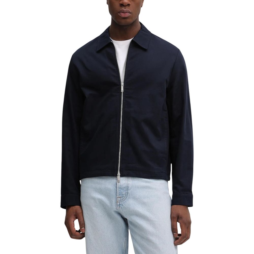 Calvin Klein Blaue Baumwolljacke in voller Länge
