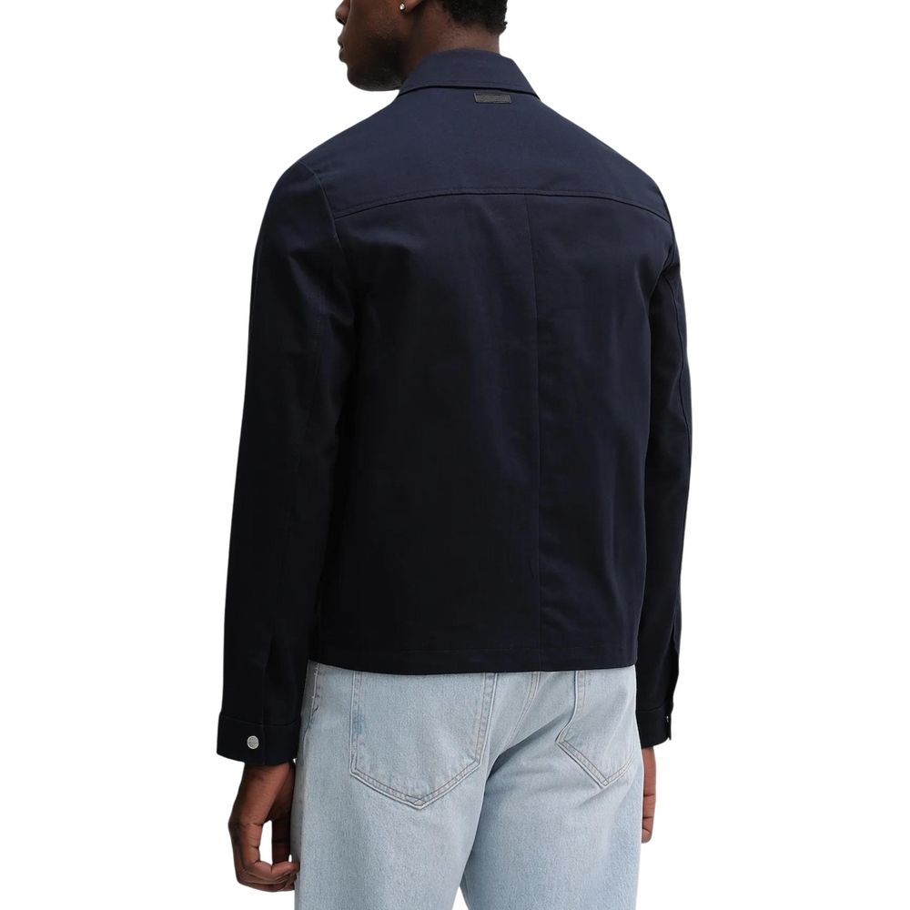 Calvin Klein Blaue Baumwolljacke in voller Länge