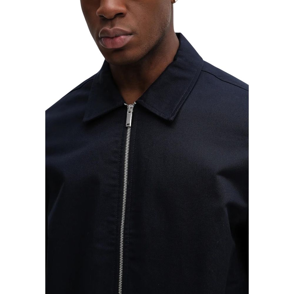 Calvin Klein Blaue Baumwolljacke in voller Länge
