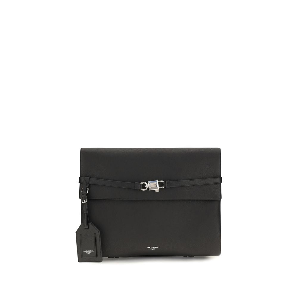 Dolce & Gabbana Schwarze Bos Taurus Kalbsleder Schultertasche