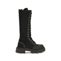 Ganni Schwarze Schnürstiefel aus Baumwolle