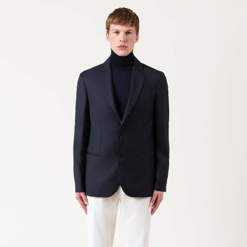 Autore Blaue Wolljacke in voller Länge