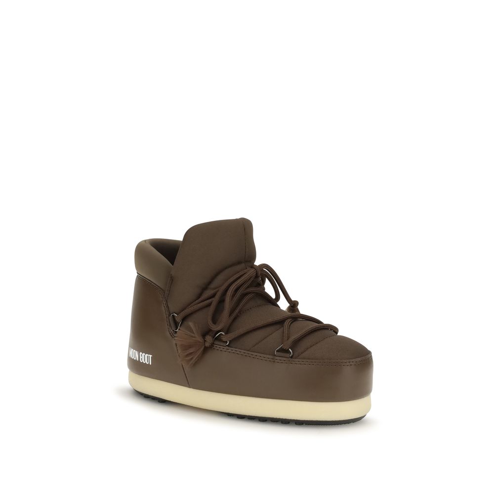 Moon Boot Braune Polyester-Schnürstiefel