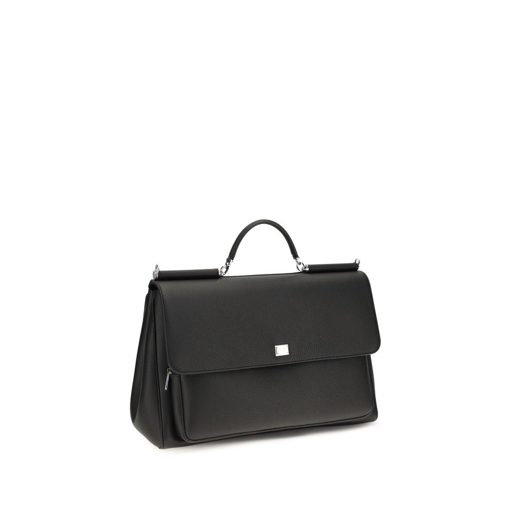 Dolce & Gabbana Schwarze Bos Taurus Kalbsleder Schultertasche