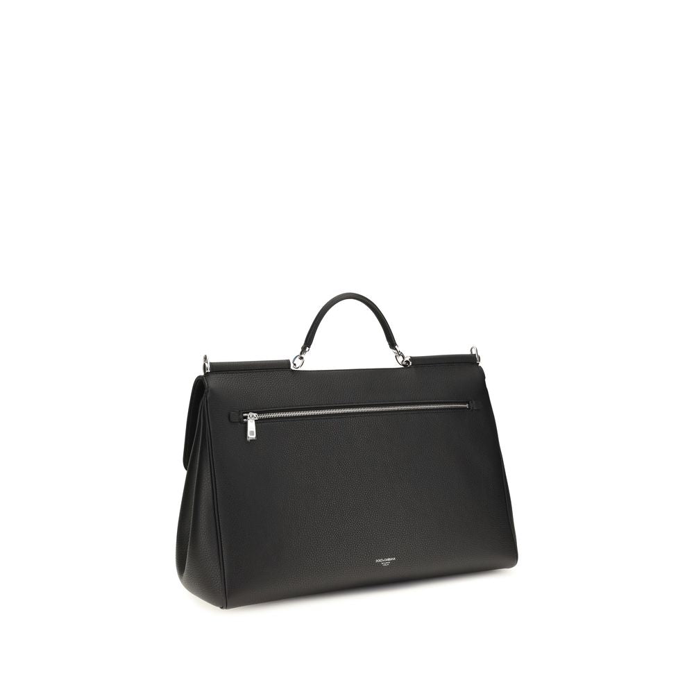 Dolce & Gabbana Schwarze Bos Taurus Kalbsleder Schultertasche