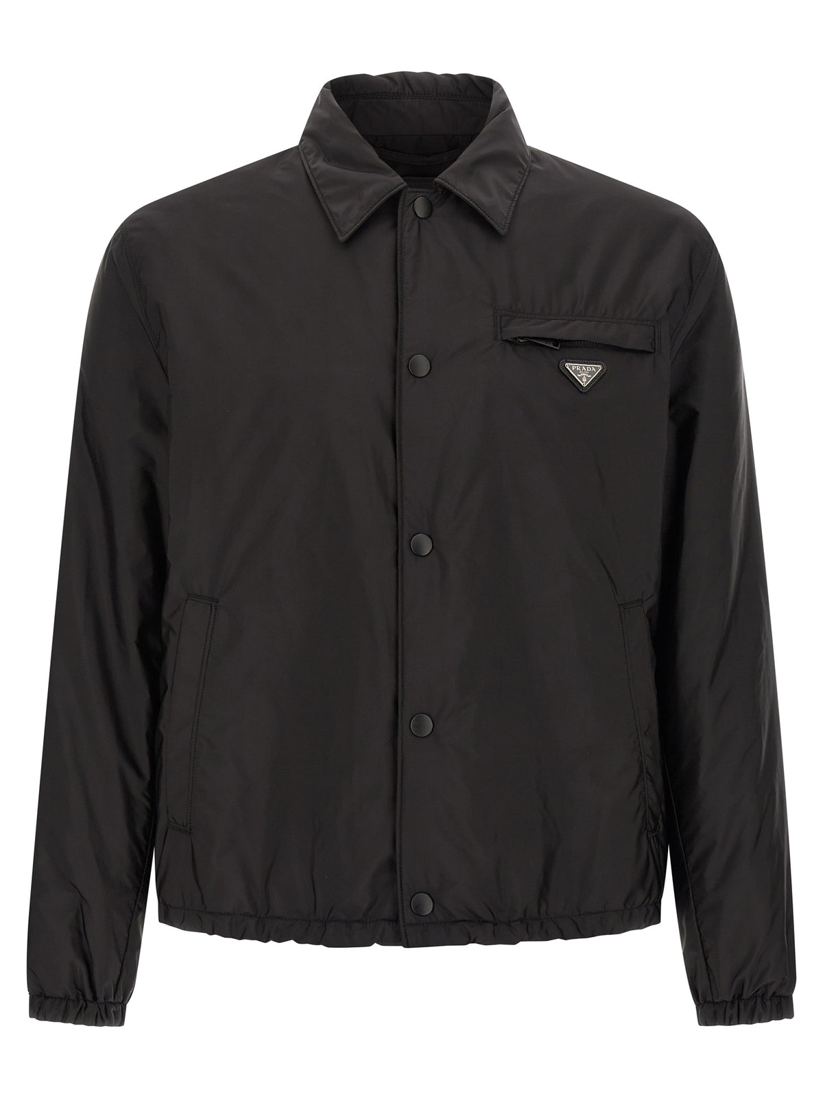 Prada Schwarze Jacke aus recyceltem Polyamid in voller Länge
