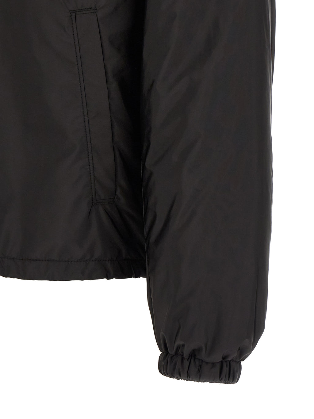 Prada Schwarze Jacke aus recyceltem Polyamid in voller Länge