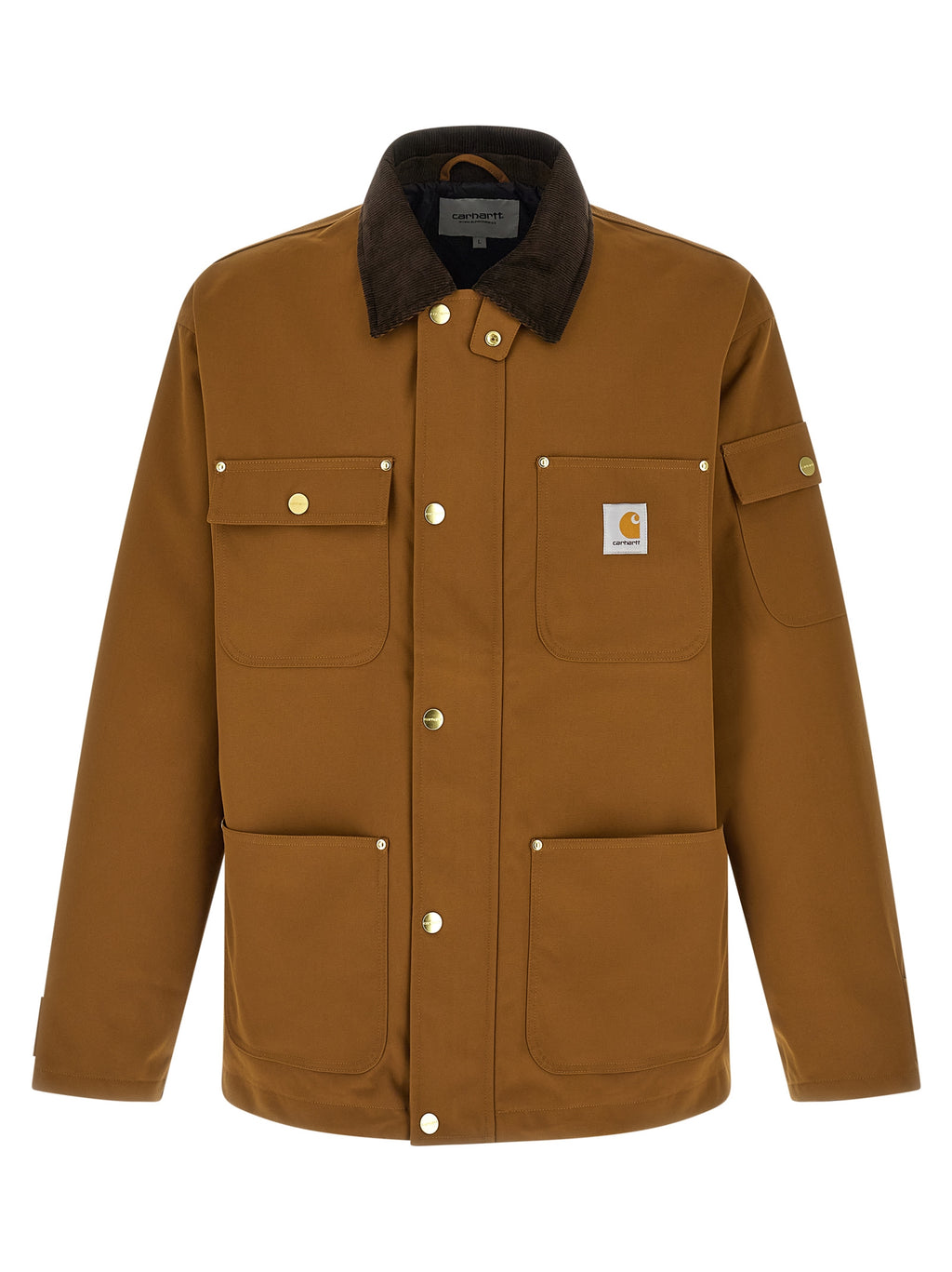 Carhartt Wip Braune Nylon-Jacke in voller Länge