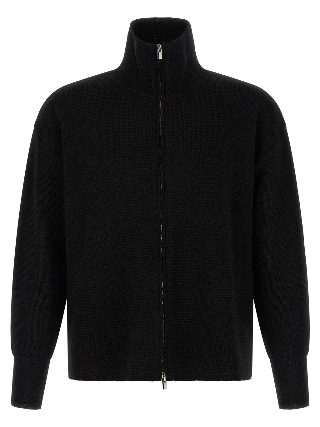 MA'RY'YA Schwarzer Cardigan aus Schurwolle