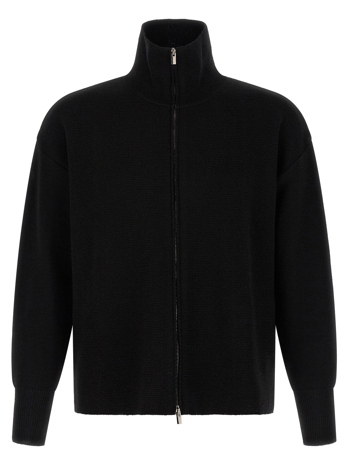 MA'RY'YA Schwarzer Cardigan aus Schurwolle