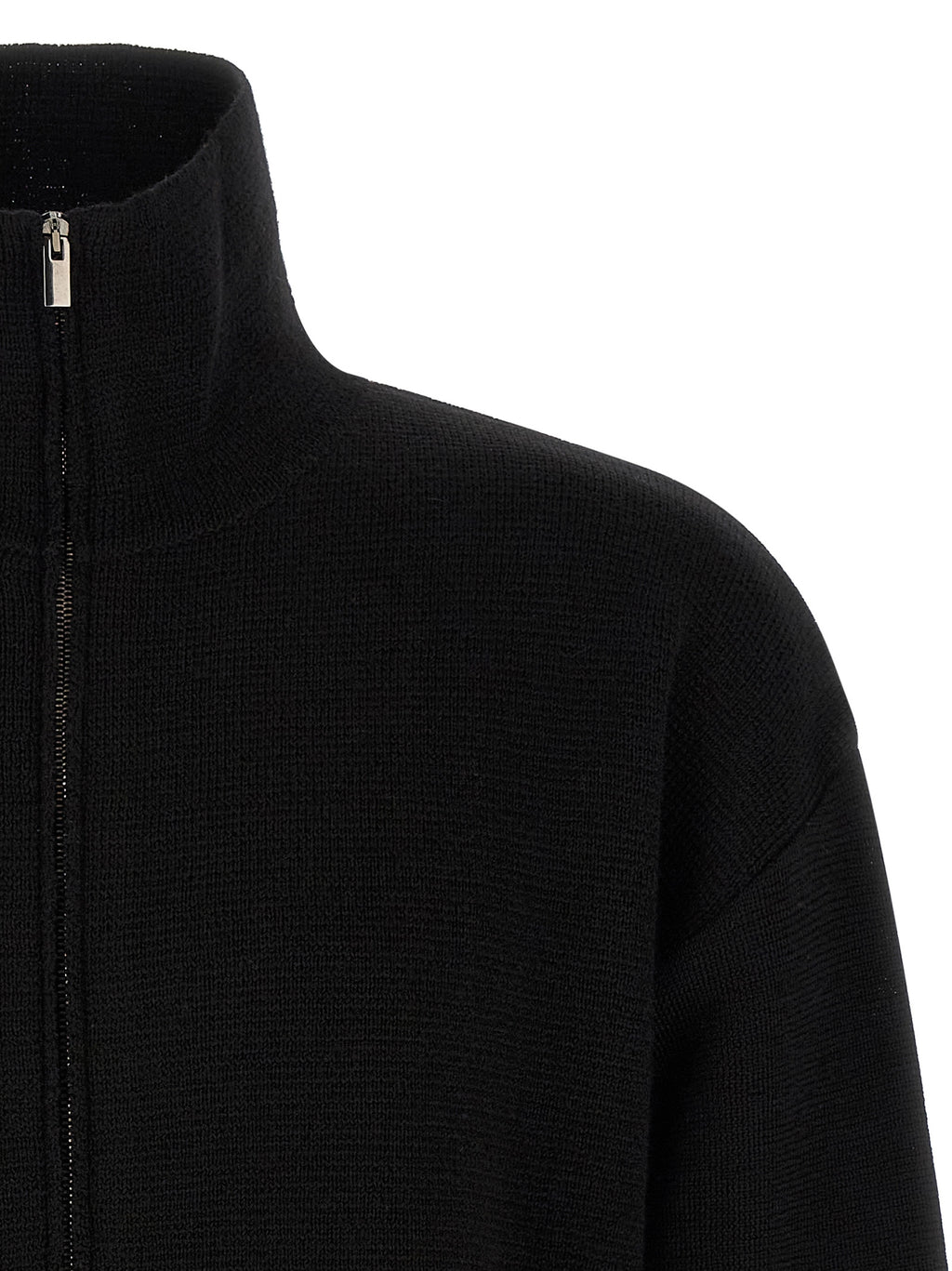 MA'RY'YA Schwarzer Cardigan aus Schurwolle