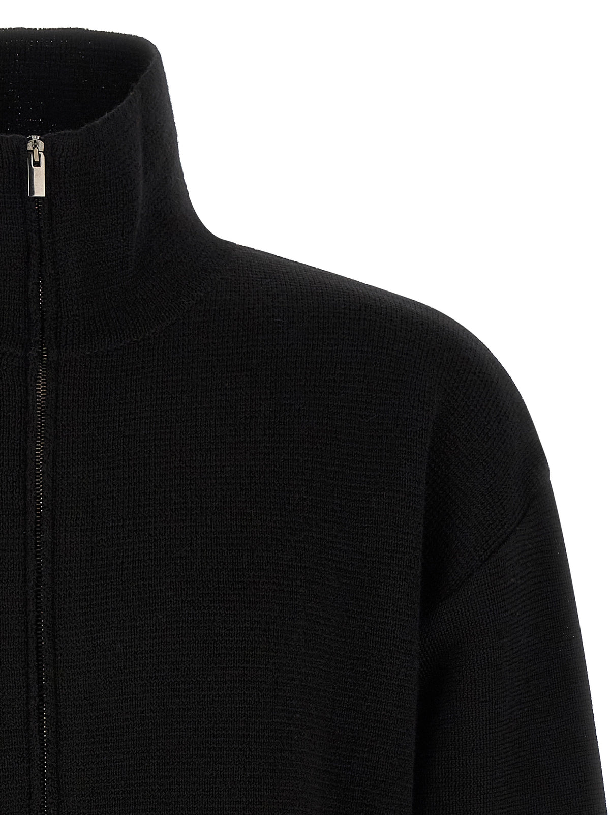 MA'RY'YA Schwarzer Cardigan aus Schurwolle