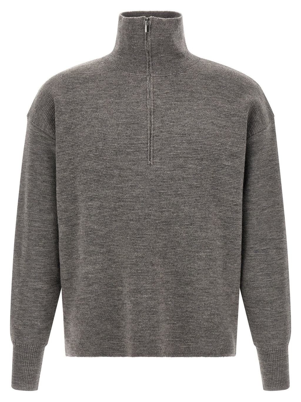MA'RY'YA Grauer Cardigan aus reiner Schurwolle