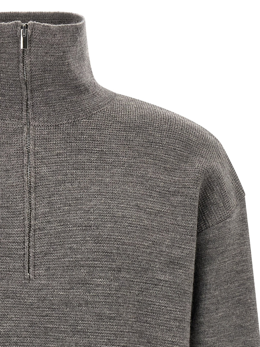 MA'RY'YA Grauer Cardigan aus reiner Schurwolle