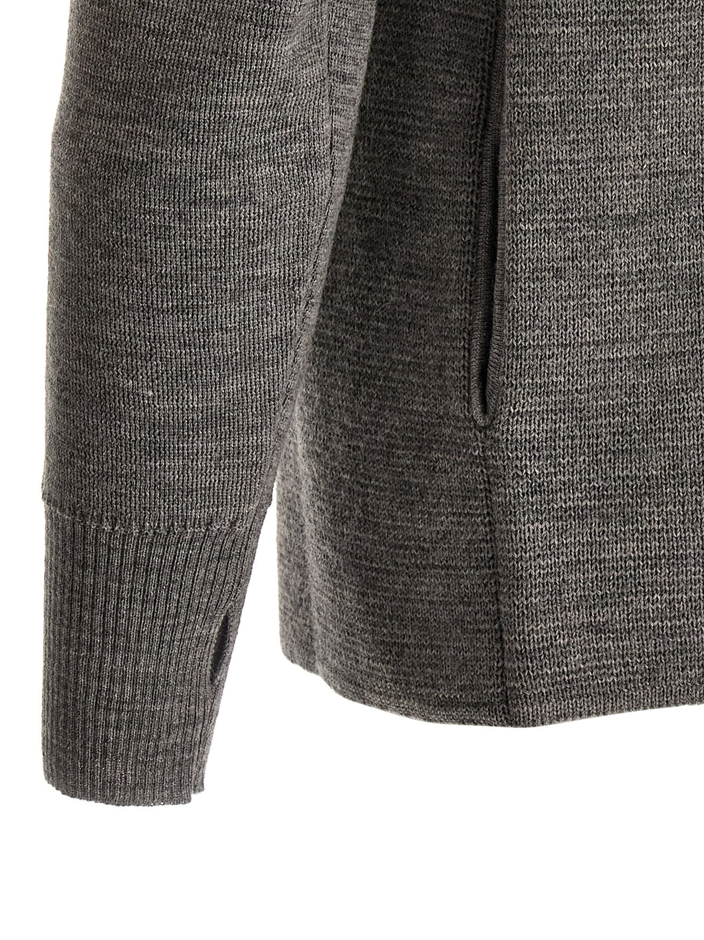 MA'RY'YA Grauer Cardigan aus reiner Schurwolle