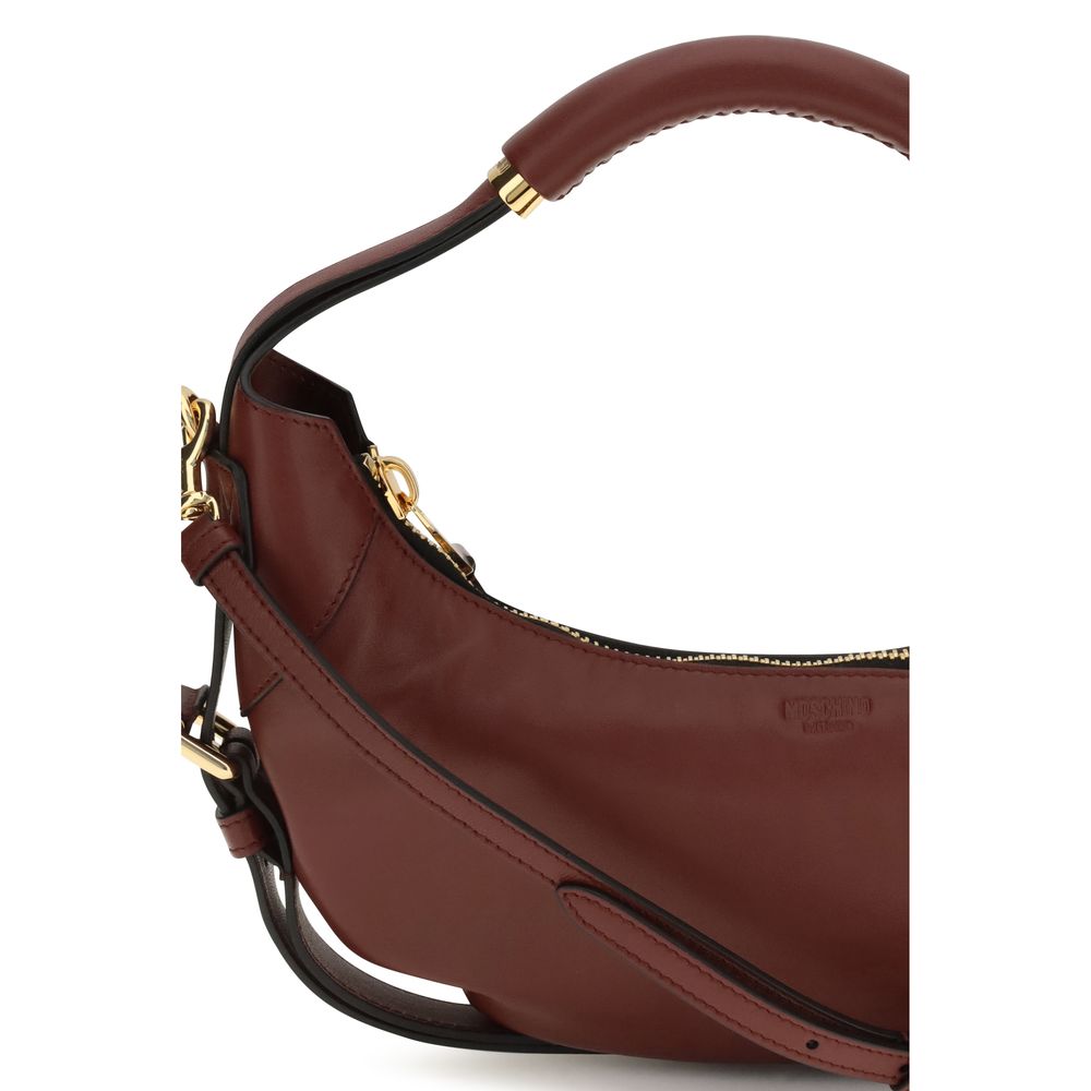 Moschino Schultertasche Bos Taurus aus bordeauxrotem Kalbsleder