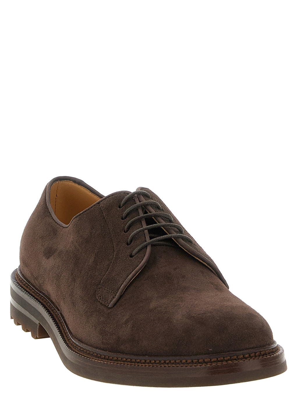 Brunello Cucinelli Braune Kalbsleder Oxford- und Derby-Schuhe
