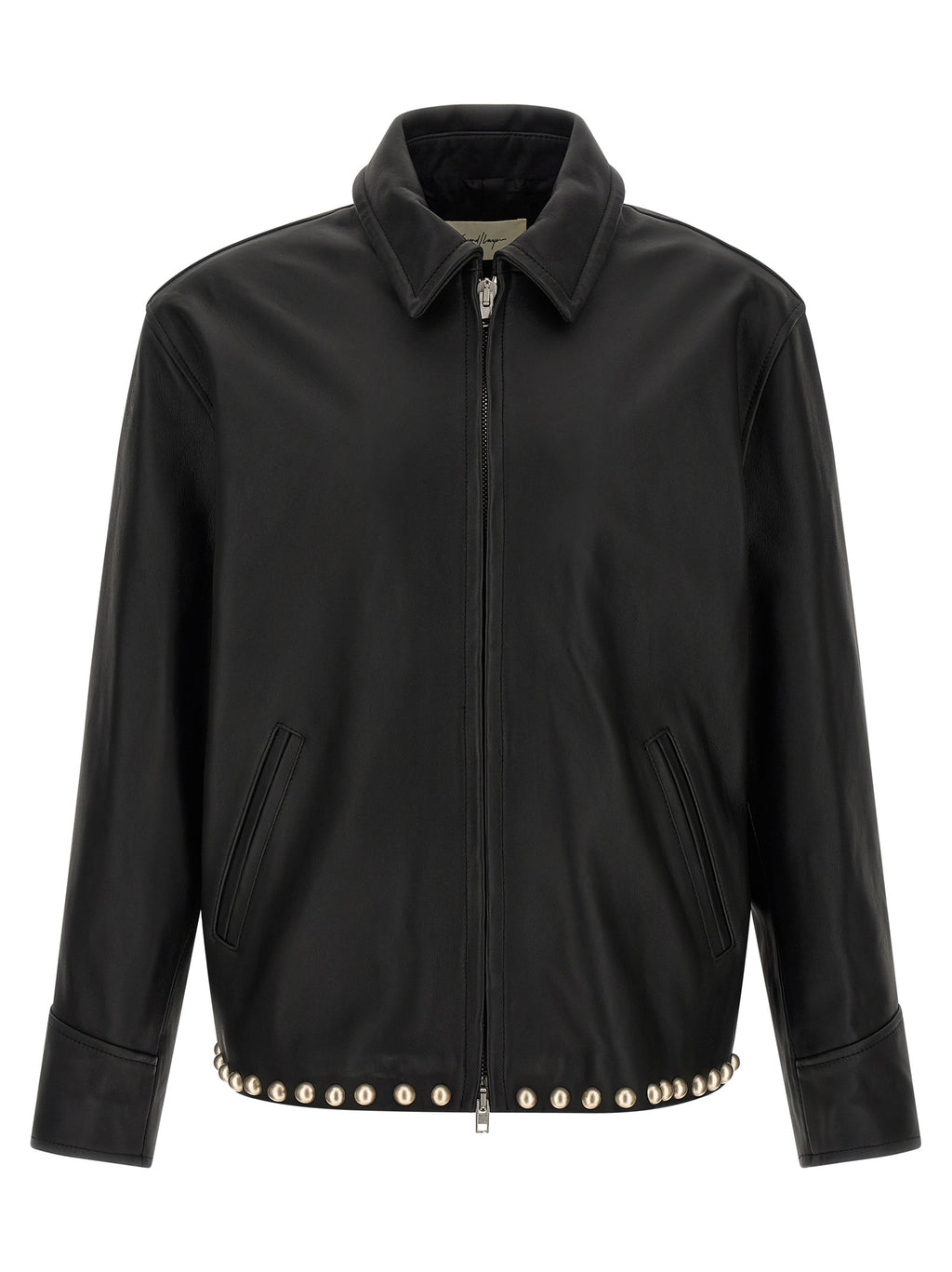 SECOND/LAYER Schwarze Lederjacke aus Kalbsleder