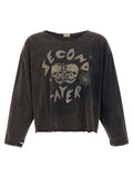SECOND/LAYER Schwarzes Baumwoll-T-Shirt