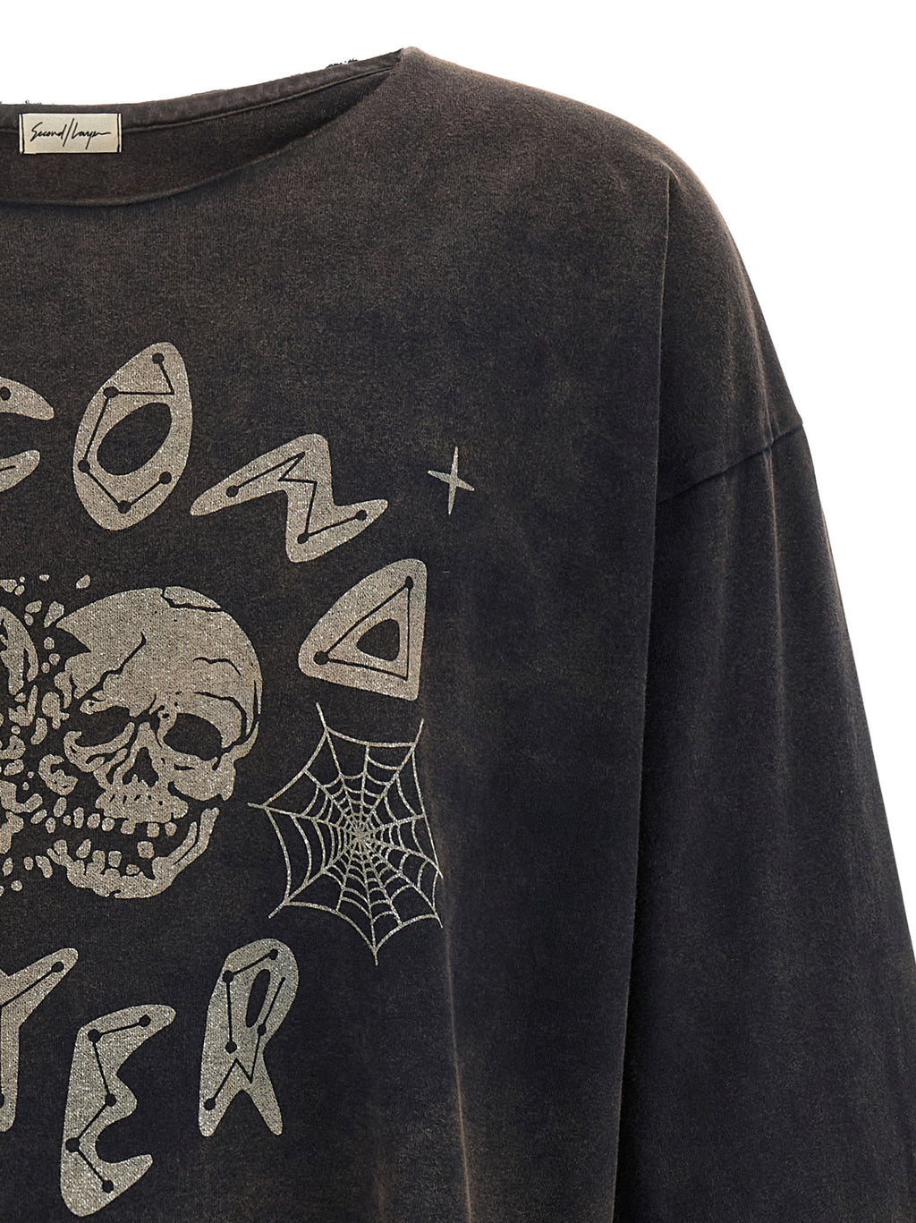 SECOND/LAYER Schwarzes Baumwoll-T-Shirt
