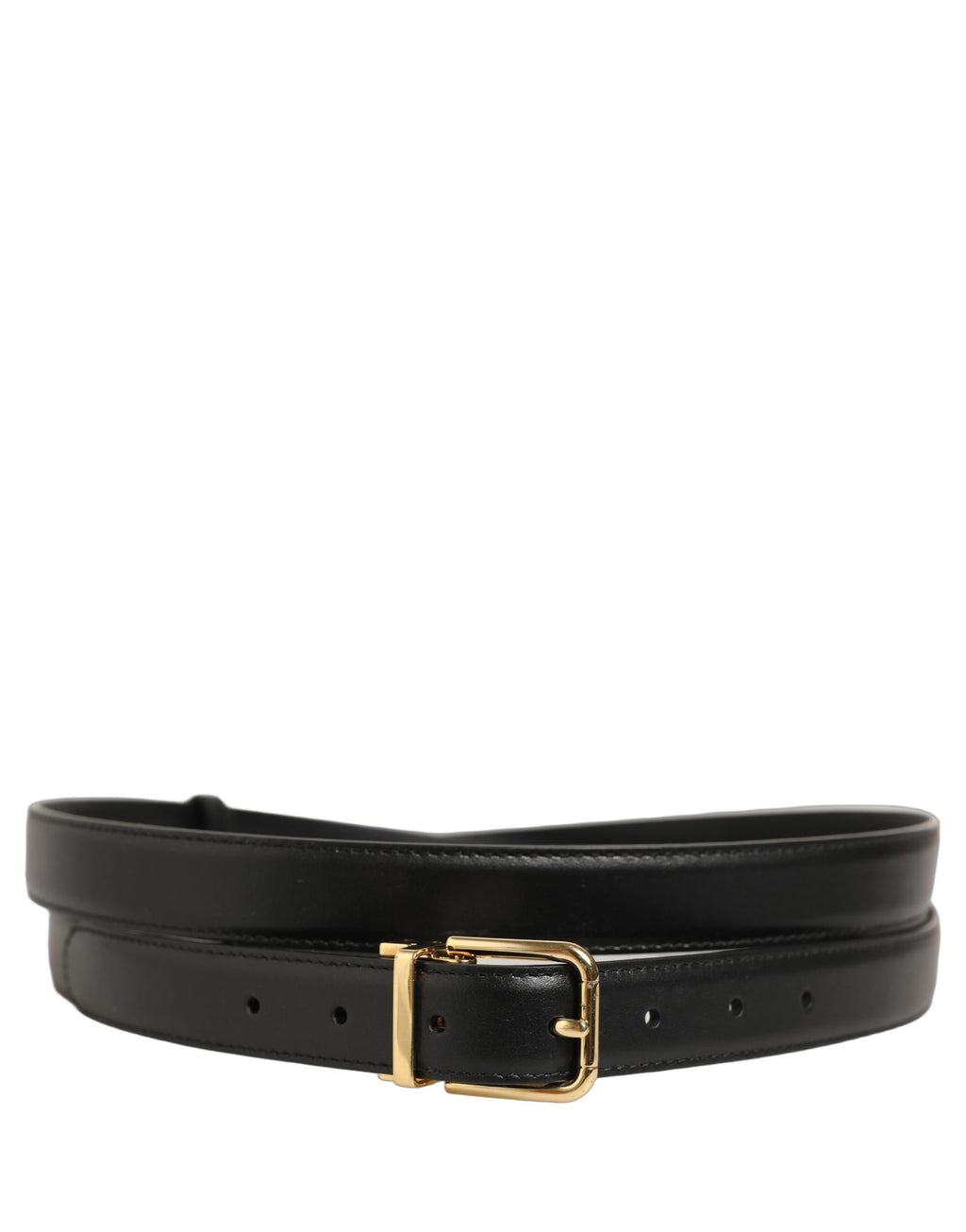 Dolce & Gabbana Schwarzer Ledergürtel mit doppeltem Wickel und Metallschnalle