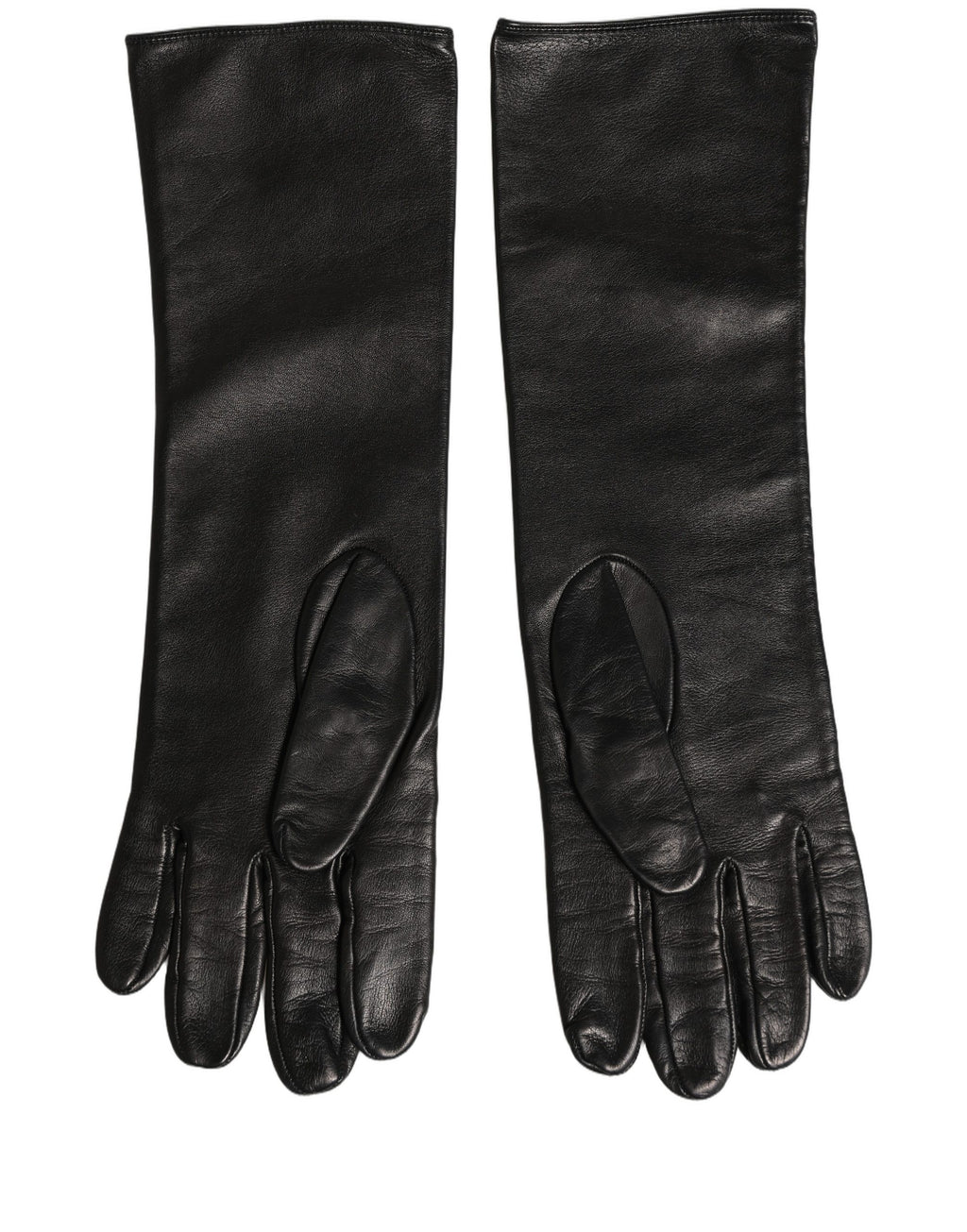Dolce & Gabbana Schwarze Handschuhe aus echtem Leder mit geprägtem DG-Logo