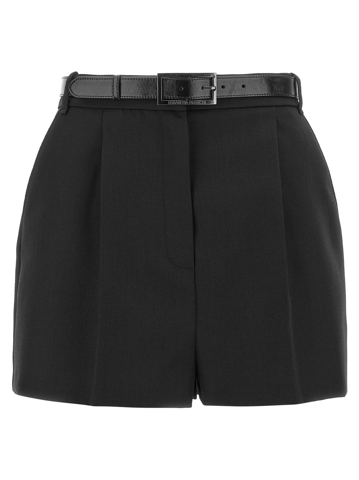 Elisabetta Franchi Schwarze Bermuda-Shorts aus reiner Schurwolle