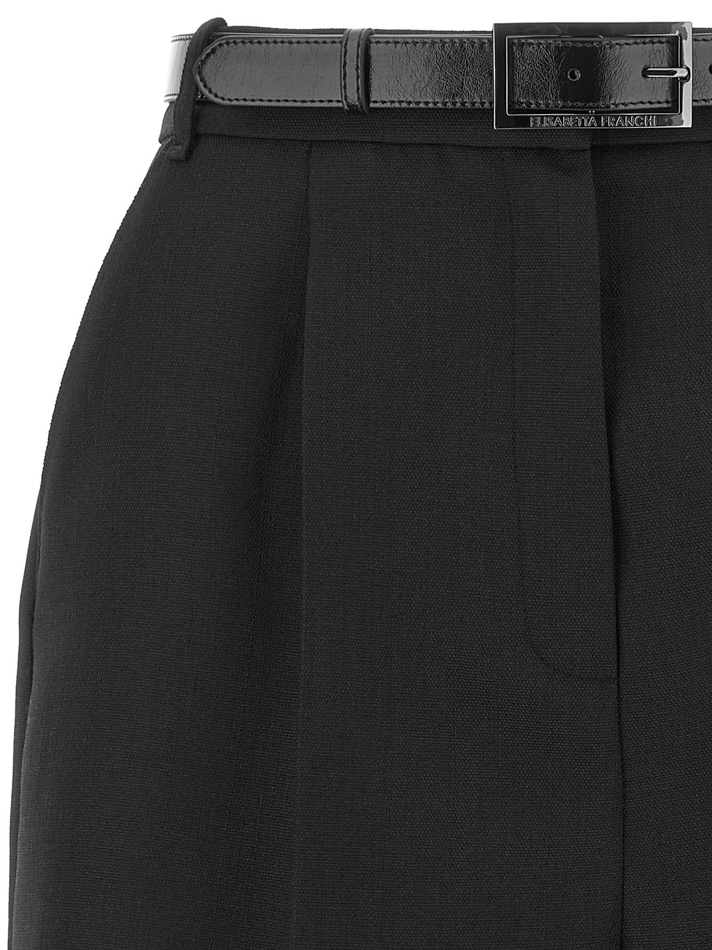 Elisabetta Franchi Schwarze Bermuda-Shorts aus reiner Schurwolle