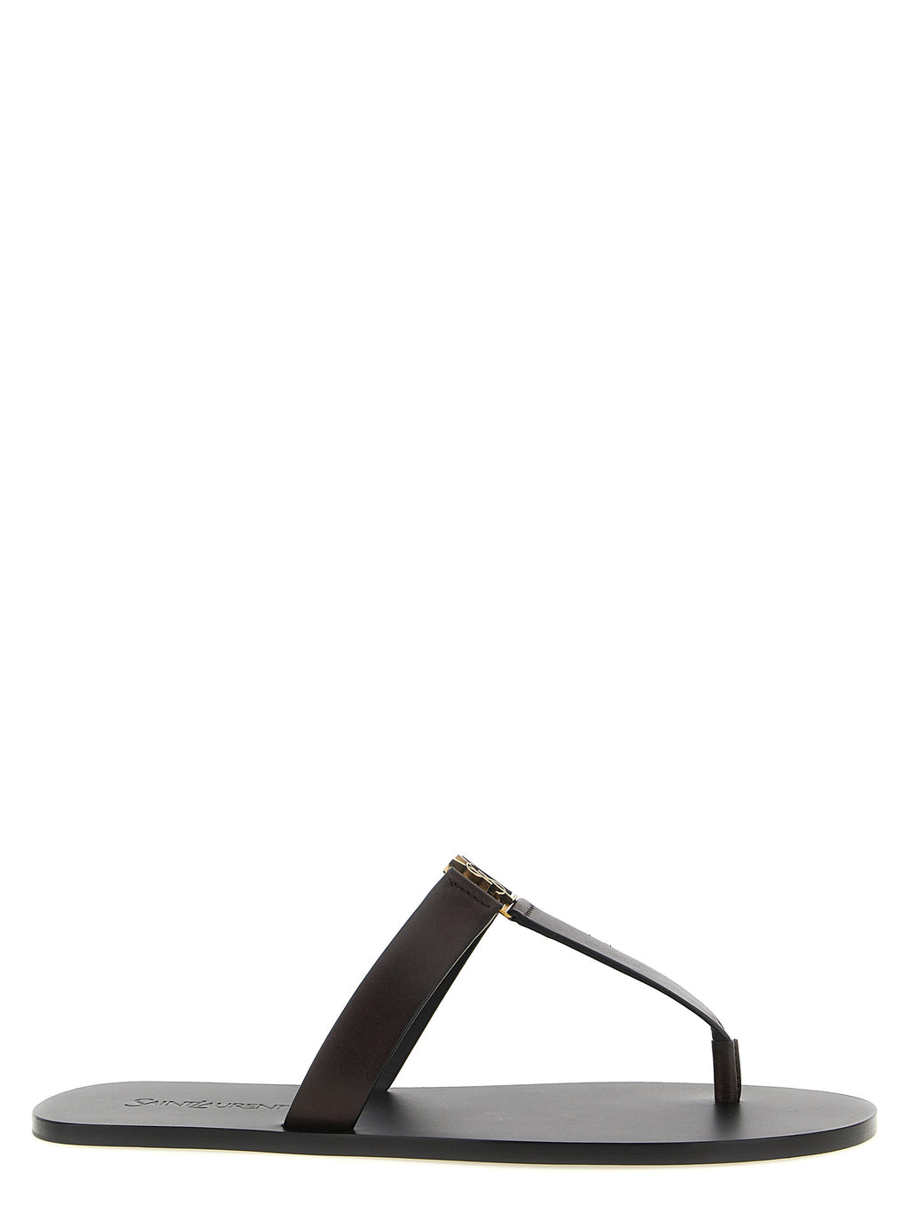 Saint Laurent Braune Kalbsleder-Slipper