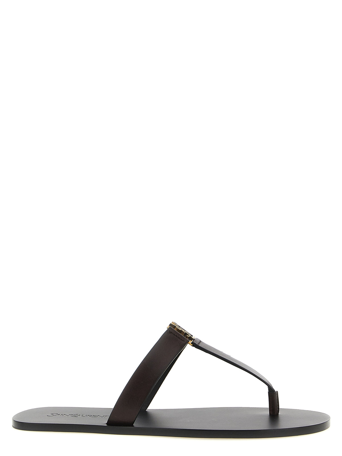 Saint Laurent Braune Kalbsleder-Slipper