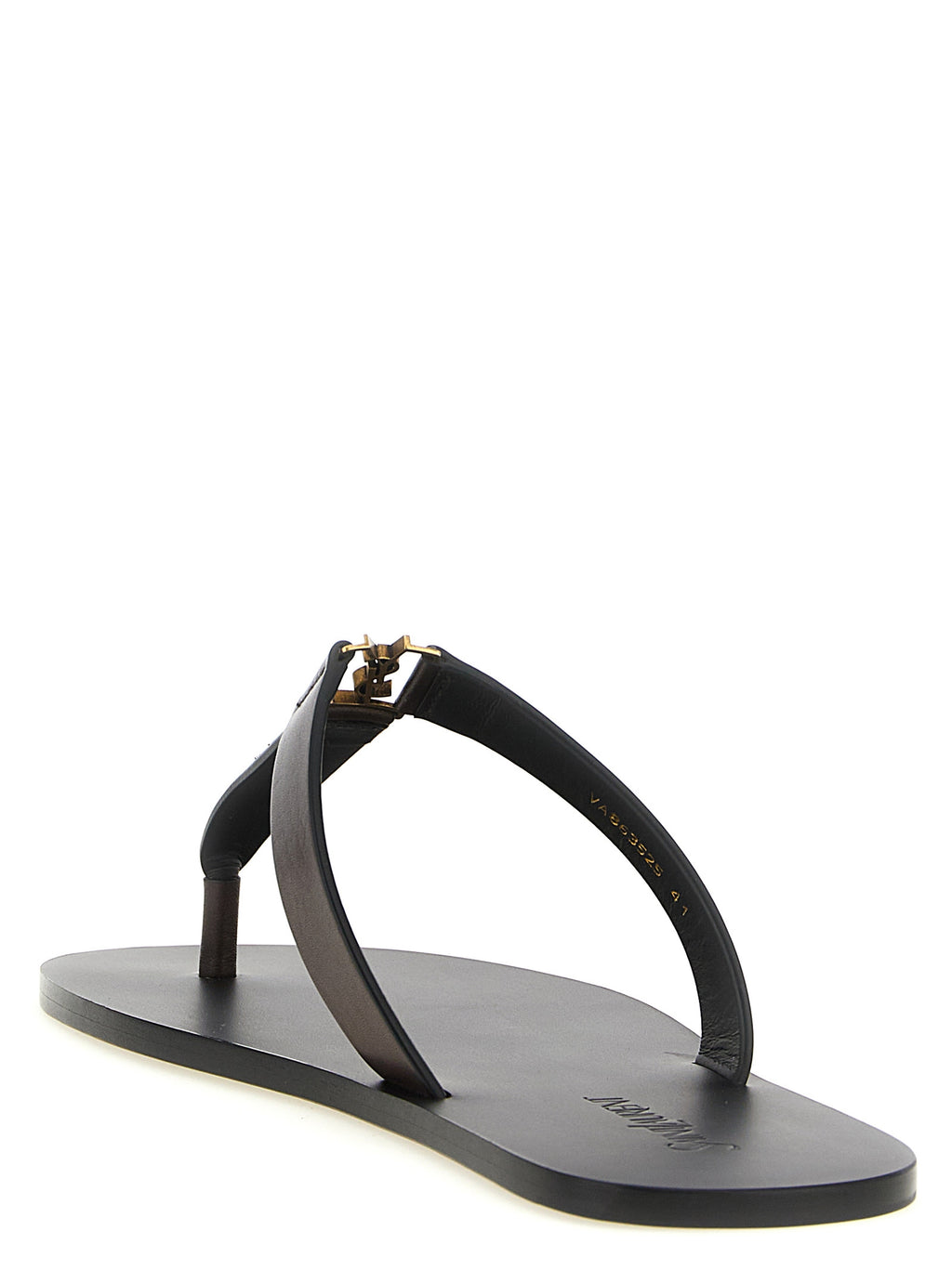 Saint Laurent Braune Kalbsleder-Slipper