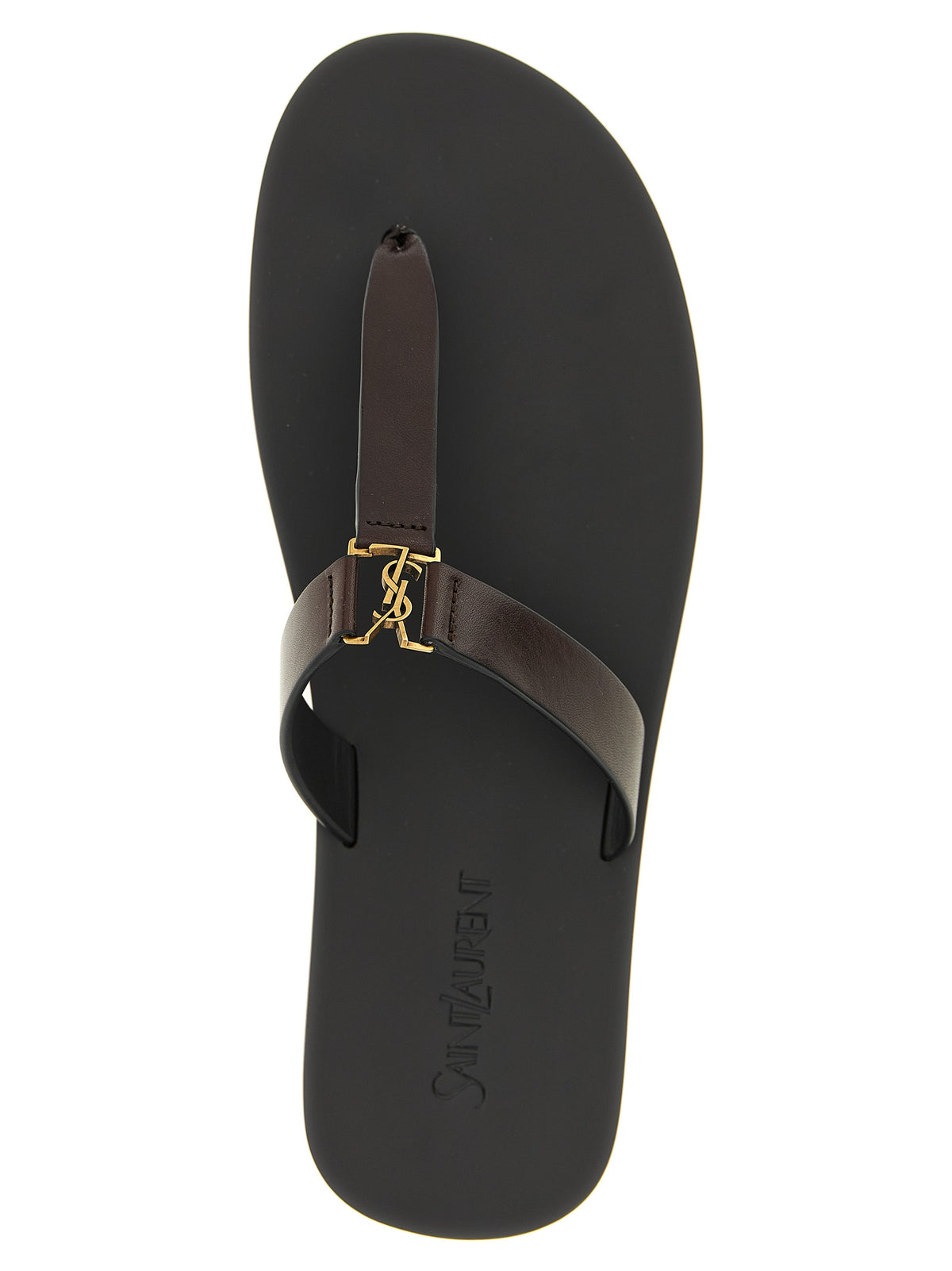 Saint Laurent Braune Kalbsleder-Slipper