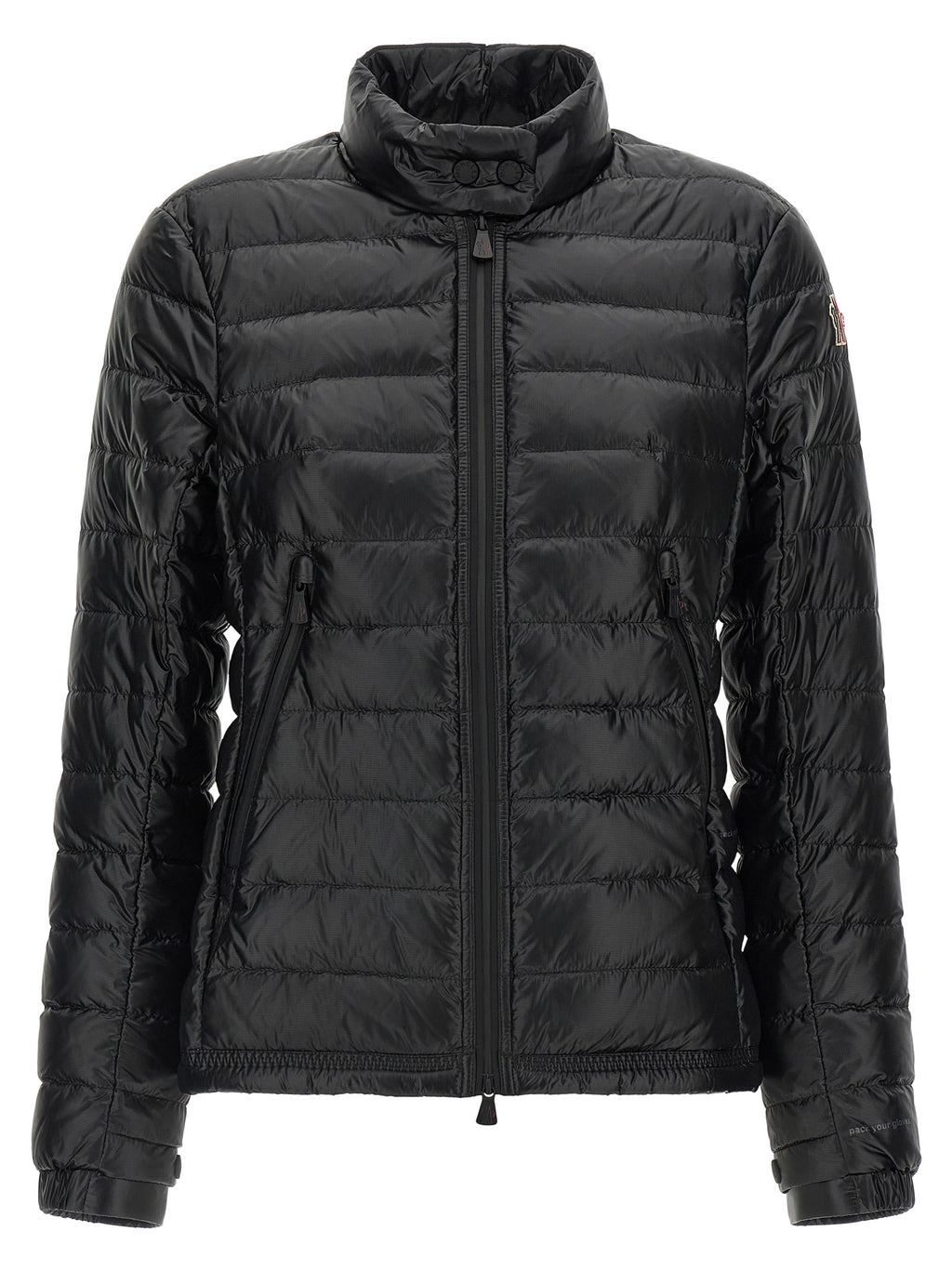 Moncler Grenoble Schwarze Polyamid-Jacke in voller Länge