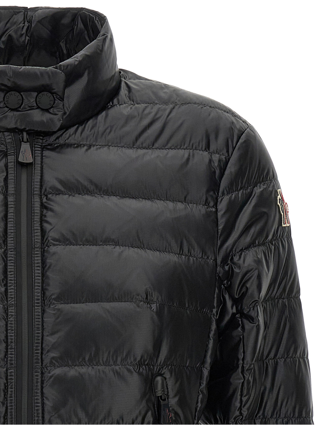Moncler Grenoble Schwarze Polyamid-Jacke in voller Länge