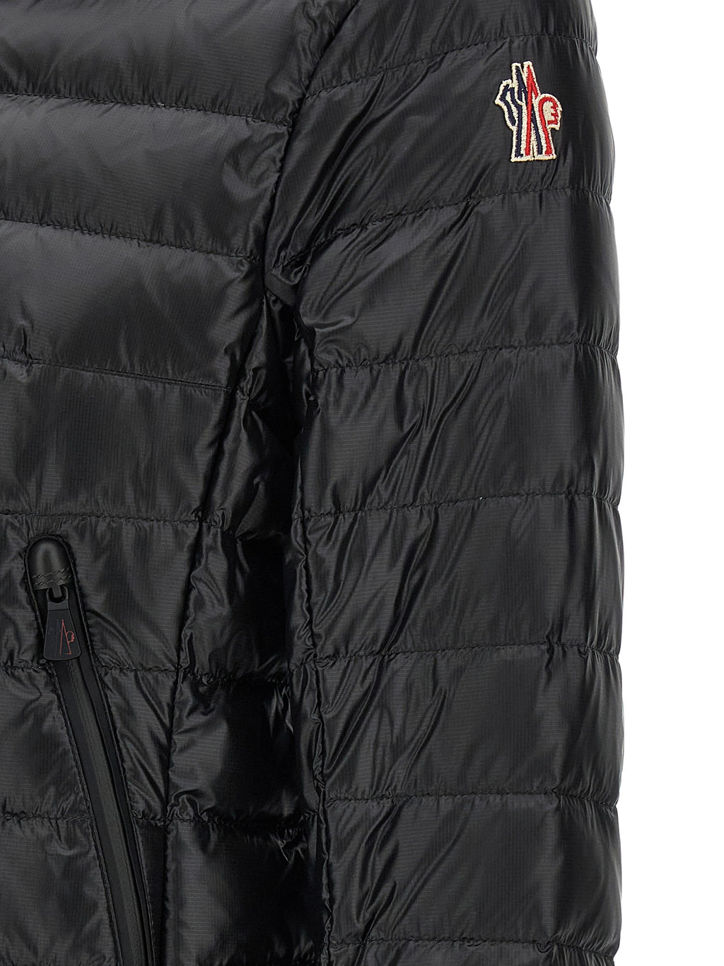 Moncler Grenoble Schwarze Polyamid-Jacke in voller Länge