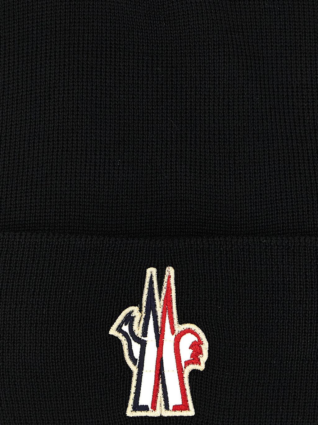 Moncler Grenoble Schwarze Mütze aus reiner Schurwolle