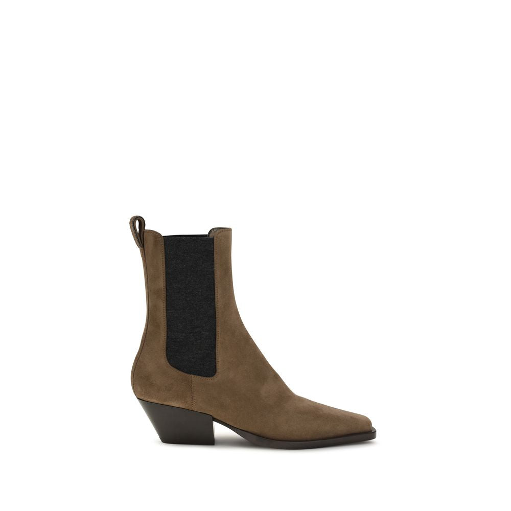 Brunello Cucinelli Braune Ankle Boots aus Kalbsleder Bos Taurus