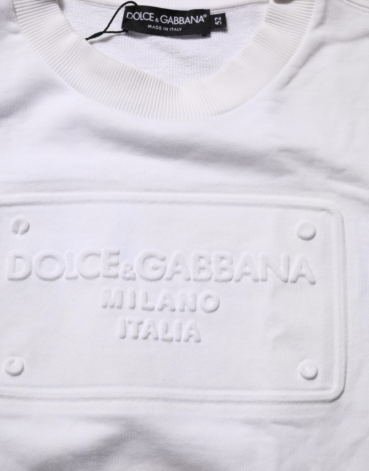 Dolce & Gabbana Weißes Sweatshirt aus Baumwolle mit Logo-Prägung