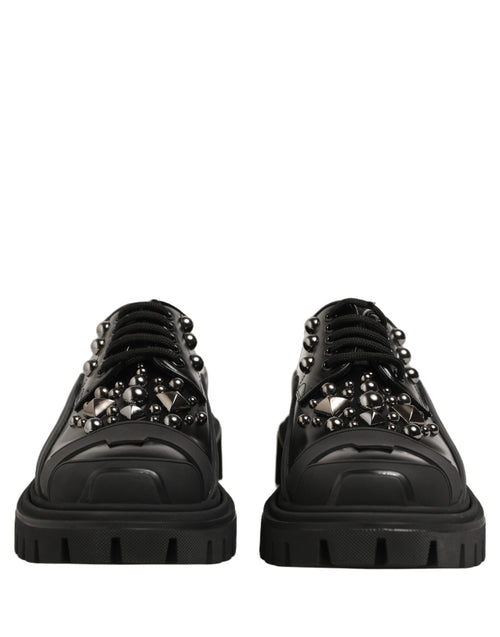 Dolce & Gabbana Schwarze Trekking Derby Schuhe aus Kalbsleder
