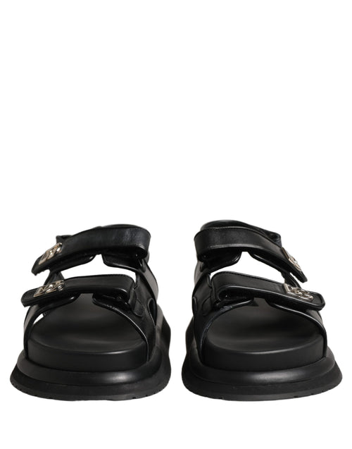 Dolce & Gabbana Schwarze DG Logo Sandalen Pantoletten Hausschuhe