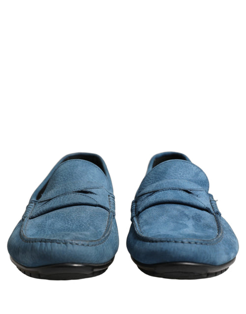 Dolce & Gabbana Blaue Mokassins aus Kalbsleder im Driver-Stil