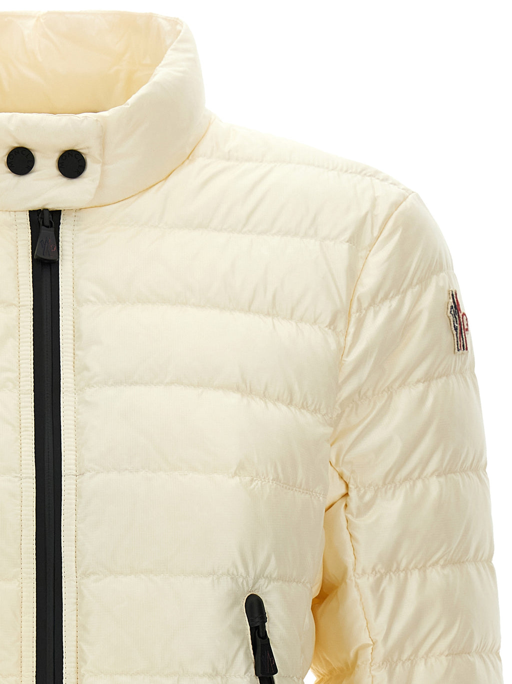 Moncler Grenoble Weiße Polyamid-Jacke in voller Länge