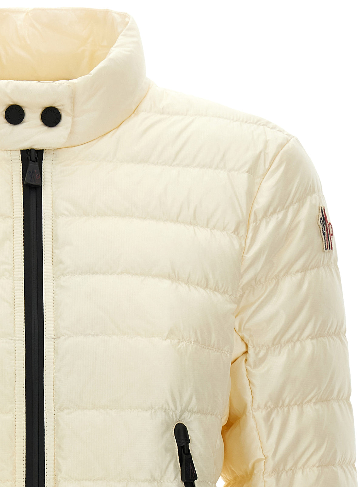 Moncler Grenoble Weiße Polyamid-Jacke in voller Länge