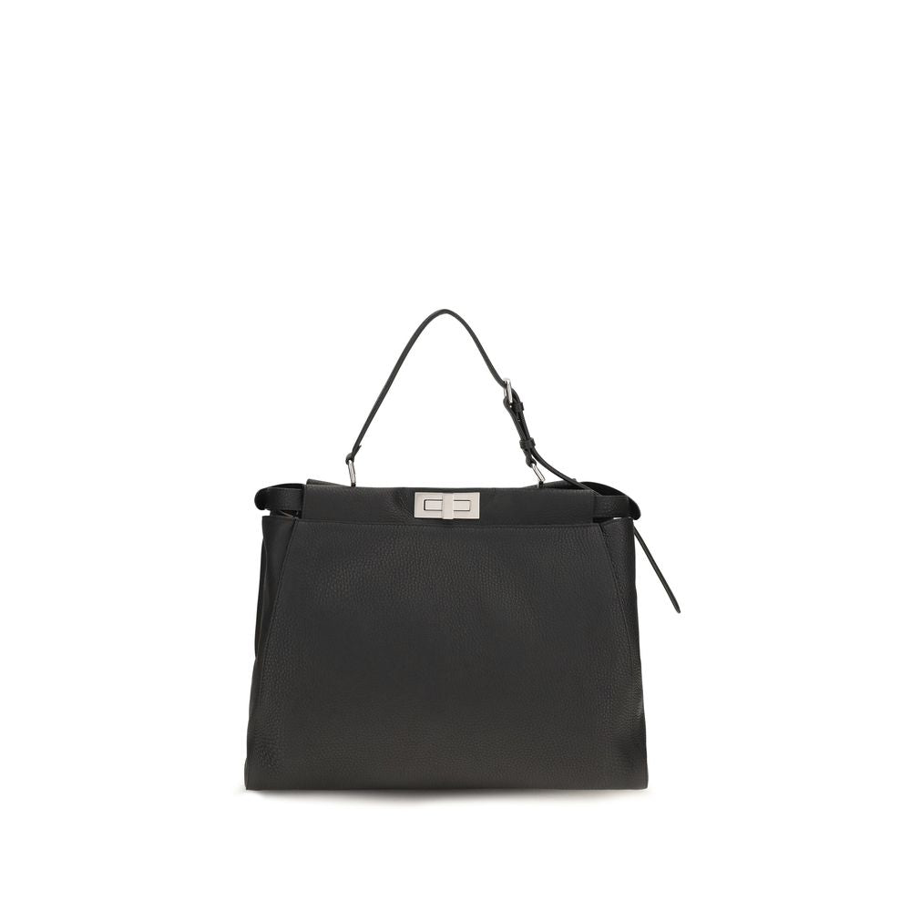 Fendi Schwarze Bos Taurus Kalbsleder Schultertasche