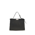 Fendi Schwarze Bos Taurus Kalbsleder Schultertasche