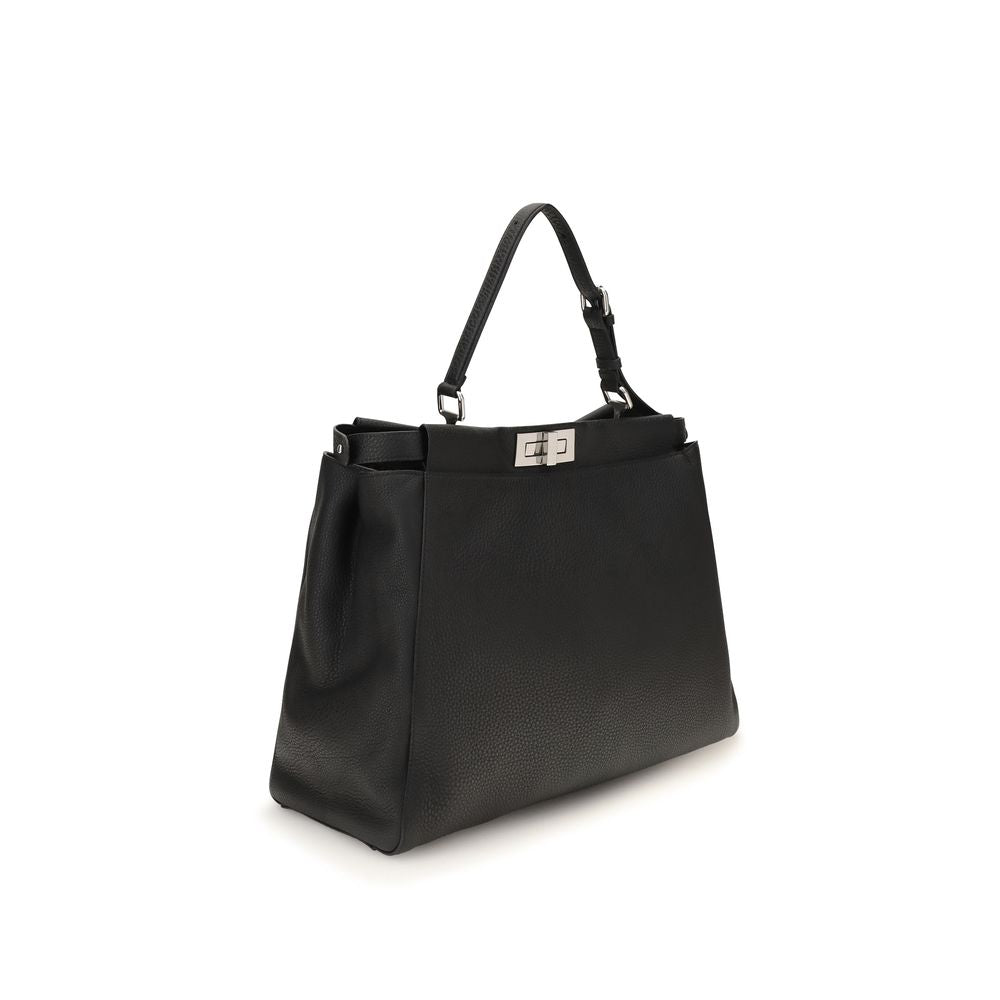 Fendi Schwarze Bos Taurus Kalbsleder Schultertasche