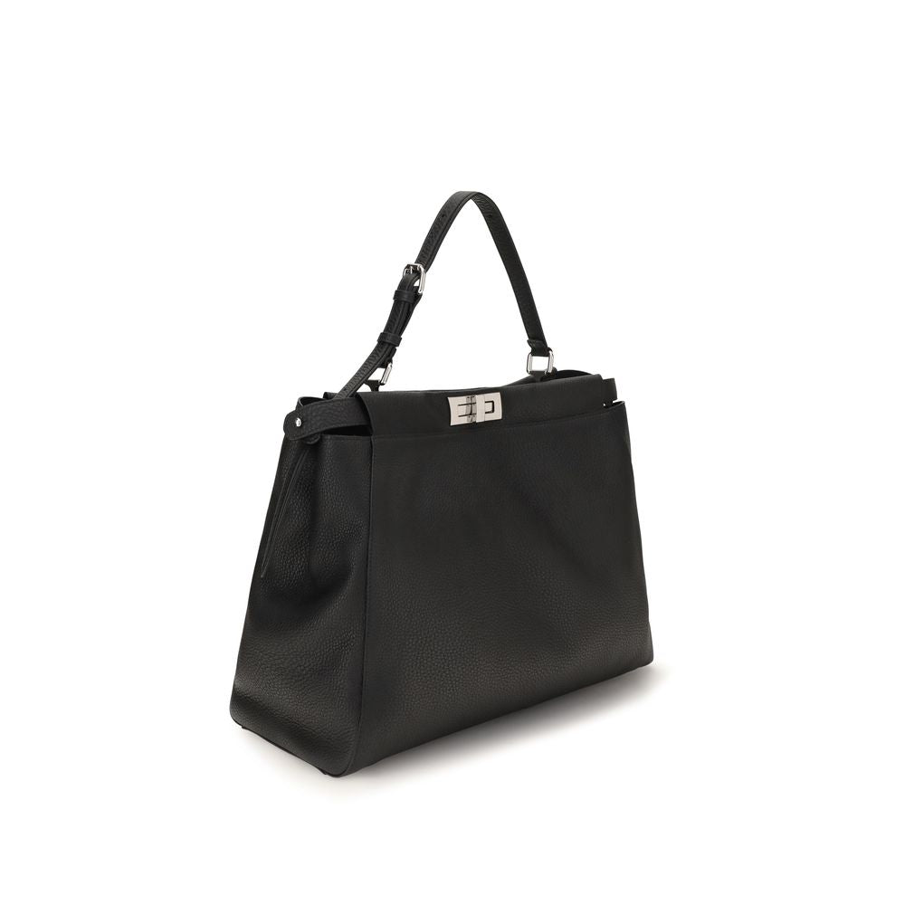 Fendi Schwarze Bos Taurus Kalbsleder Schultertasche