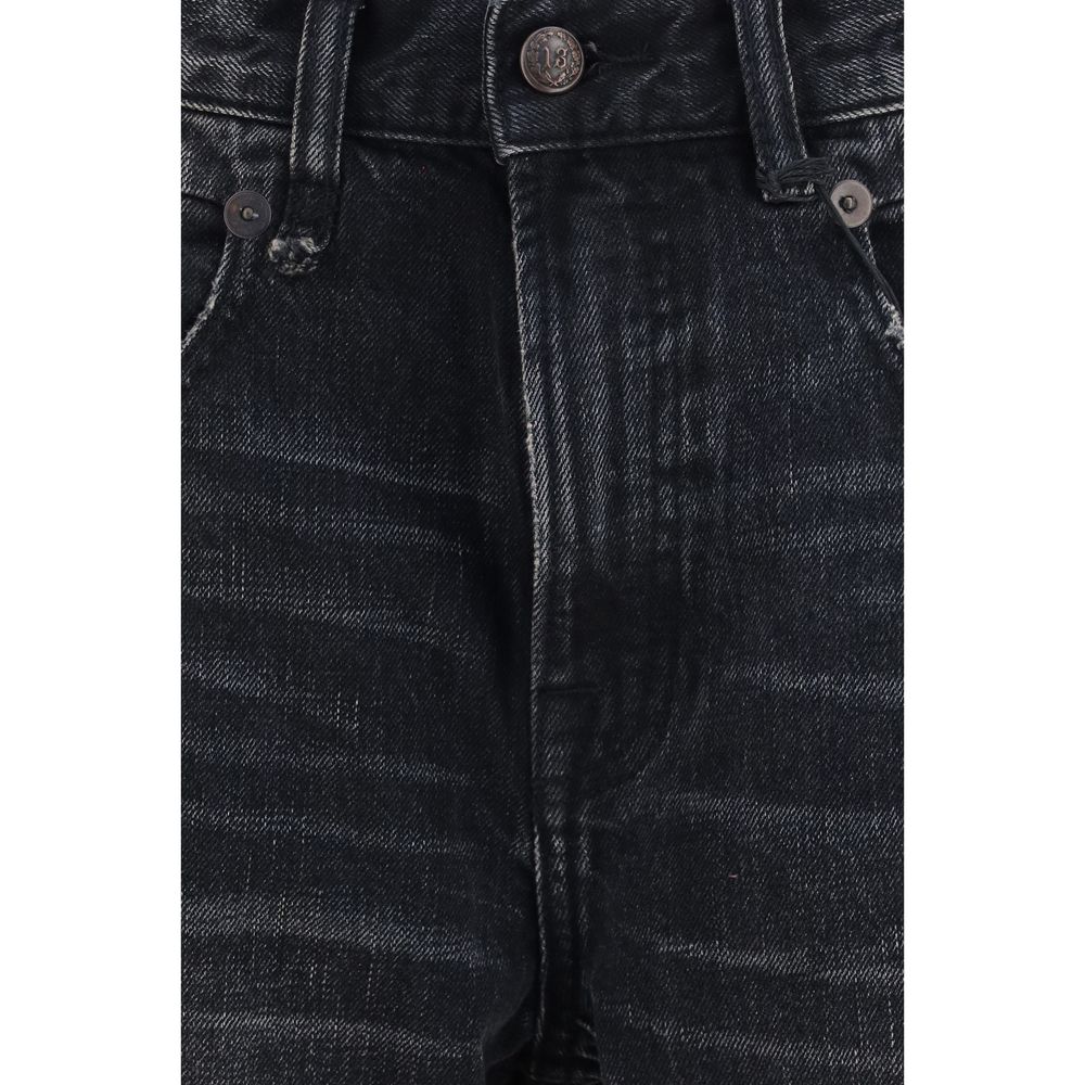 R13 Schwarze Boyfriend Jeans aus Baumwolle