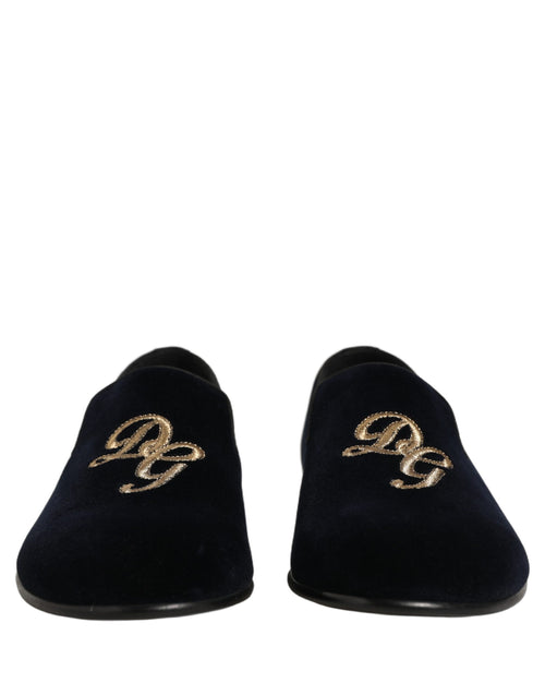 Dolce & Gabbana Schwarze Slipper aus Wildleder mit DG-Logo für Herren